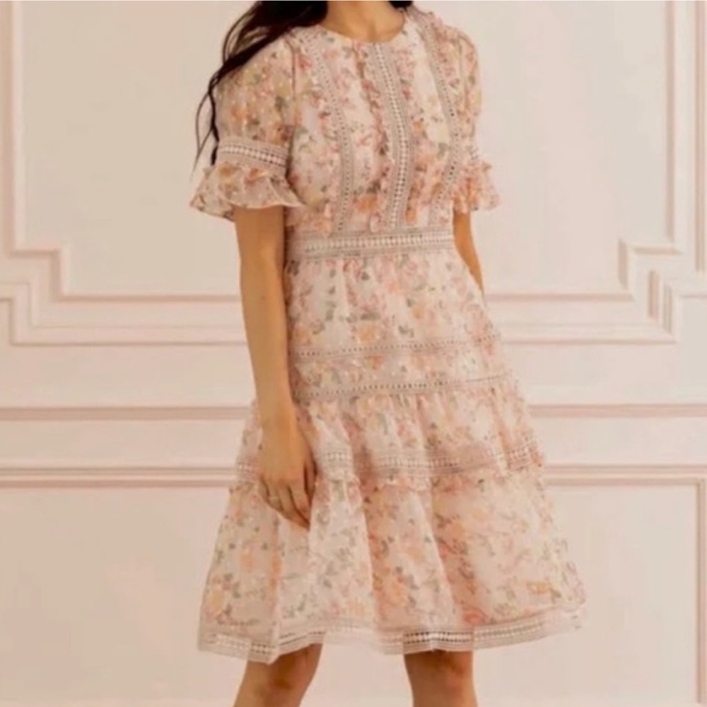 Rachel Parcell Pink Floral Ruffle Emily Dress